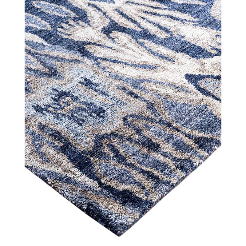 Modern One-of-a-Kind Handmade Area Rug, Blue - 8' 1" x 10' 1"
