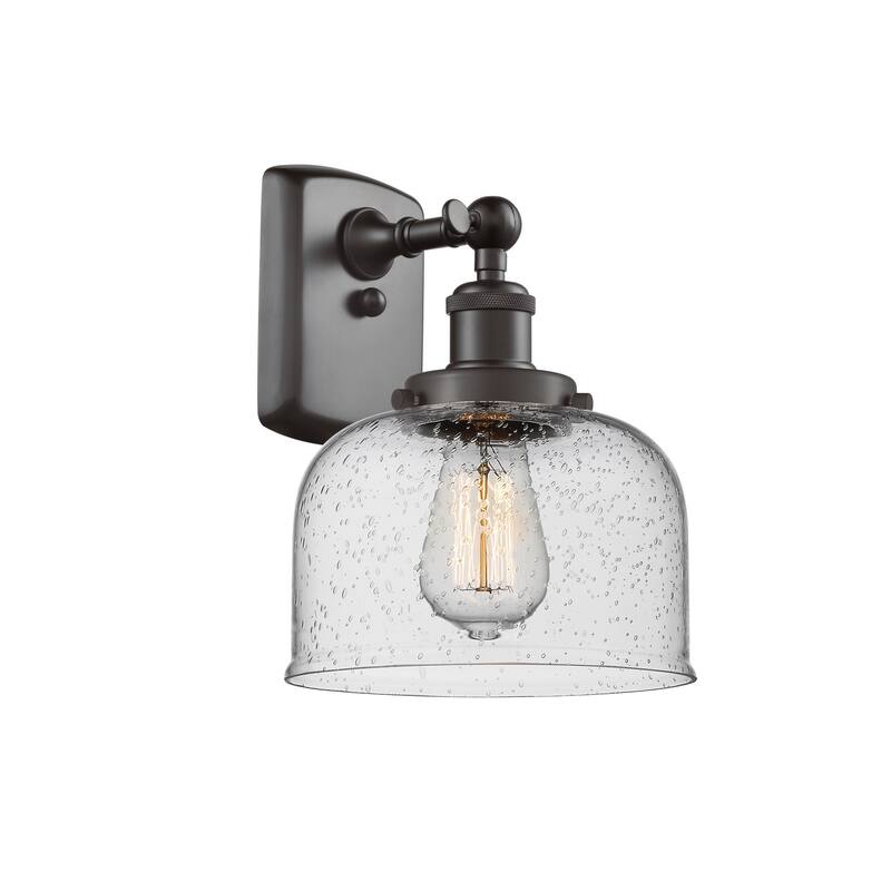 Innovations Lighting Large Bell 8" Wide Bathroom Sconce - Oil Rubbed Bronze / Seedy