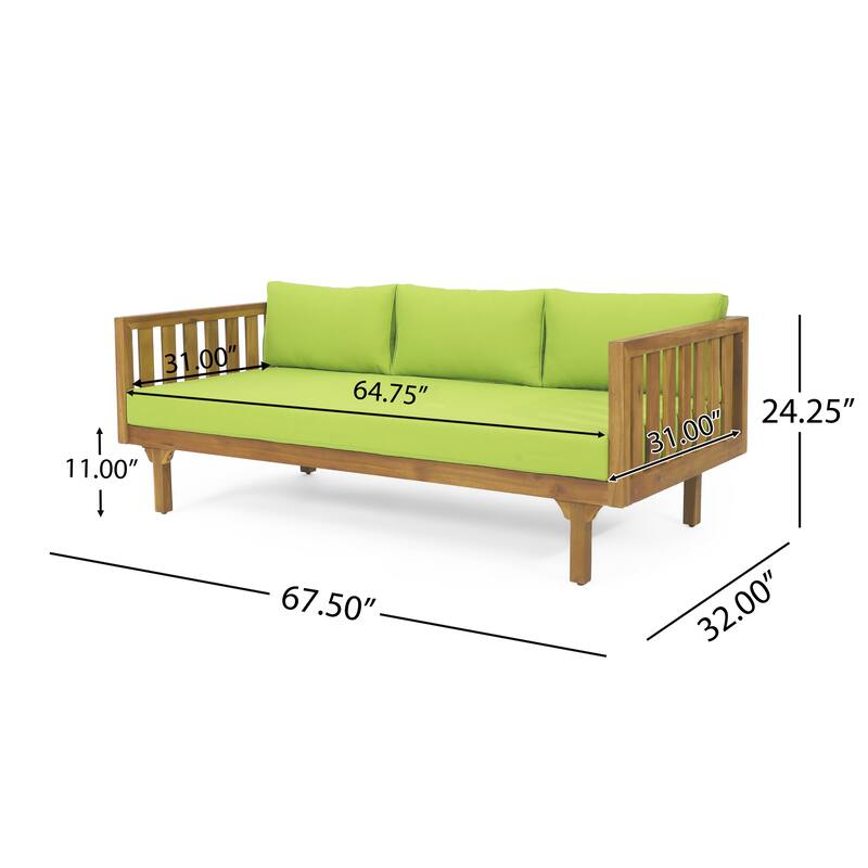 Roomfitters 3-Seater Daybed & Acacia Wood Coffee Table Set, Water-Resistant Cushions