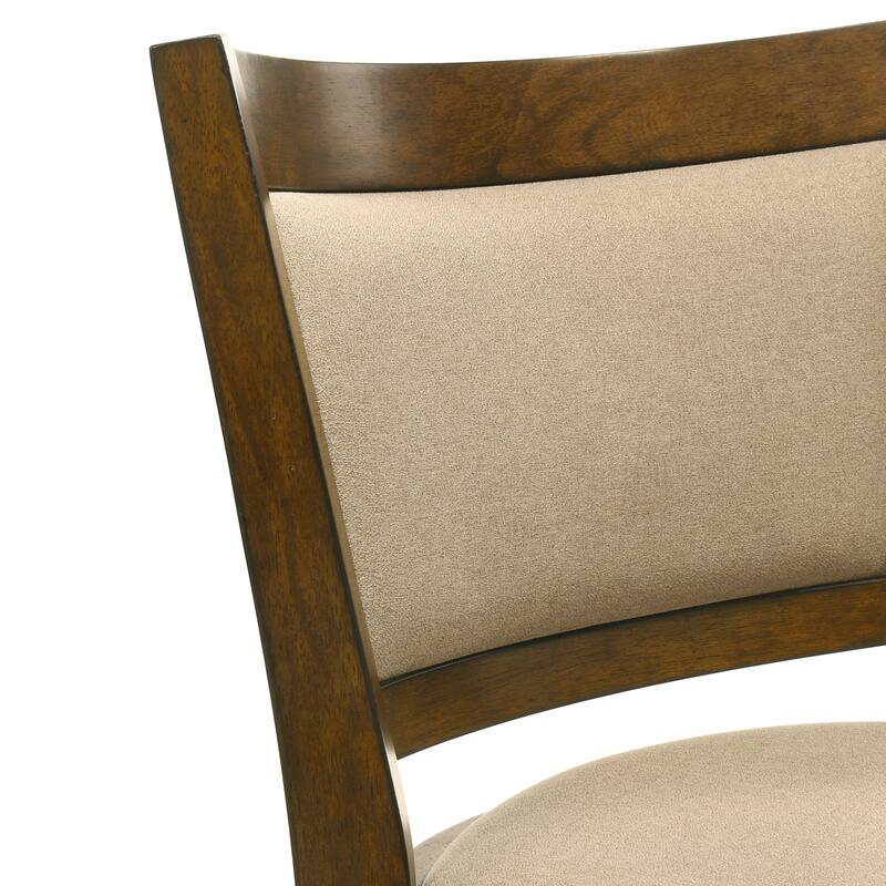 Aiden Modern Farmhouse Swivel Wood Counter Height Kitchen Bar Stool in Sepia Brown Finish with Fabric Upholstered Seat