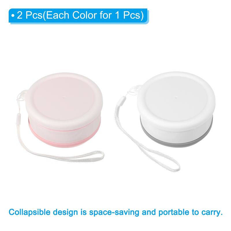 2pcs Collapsible Water Bottle, 350mL Travel Folding Cup for Camping - Pink, Gray