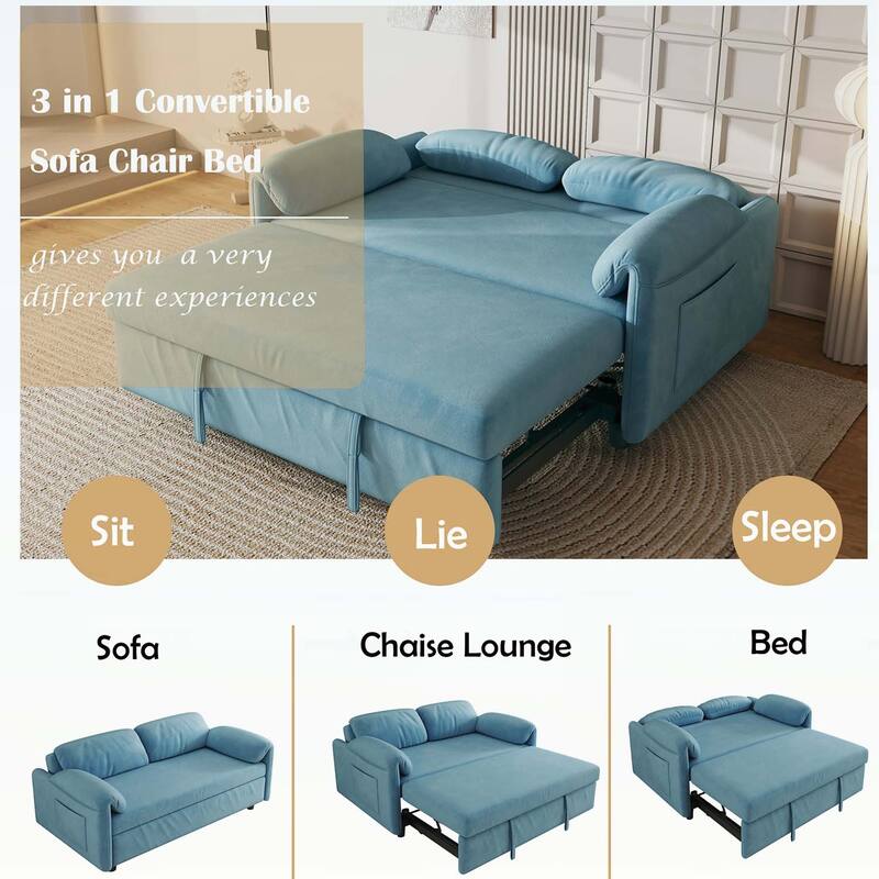 Sofa Centric Design: 54-Inch Sofa Bed with Dual Purpose - A Stylish Retractable Bed for Your Living Room