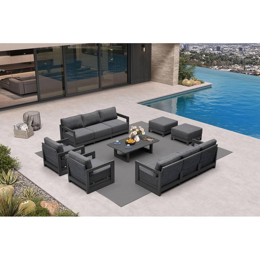 PURPLE LEAF Patio Furniture Set Outdoor Couch with 9.6" Thick Cushion Sofas for Yard Porch Deck, bronze with Table