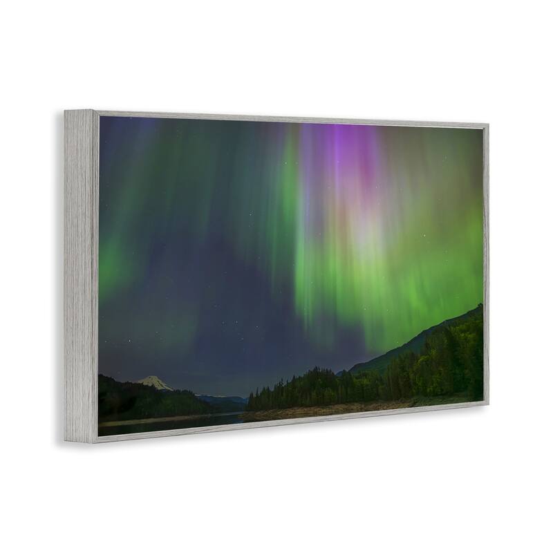 Stupell Green Glowing Northern Lights Framed Giclee Art Design By Nancy Crowell