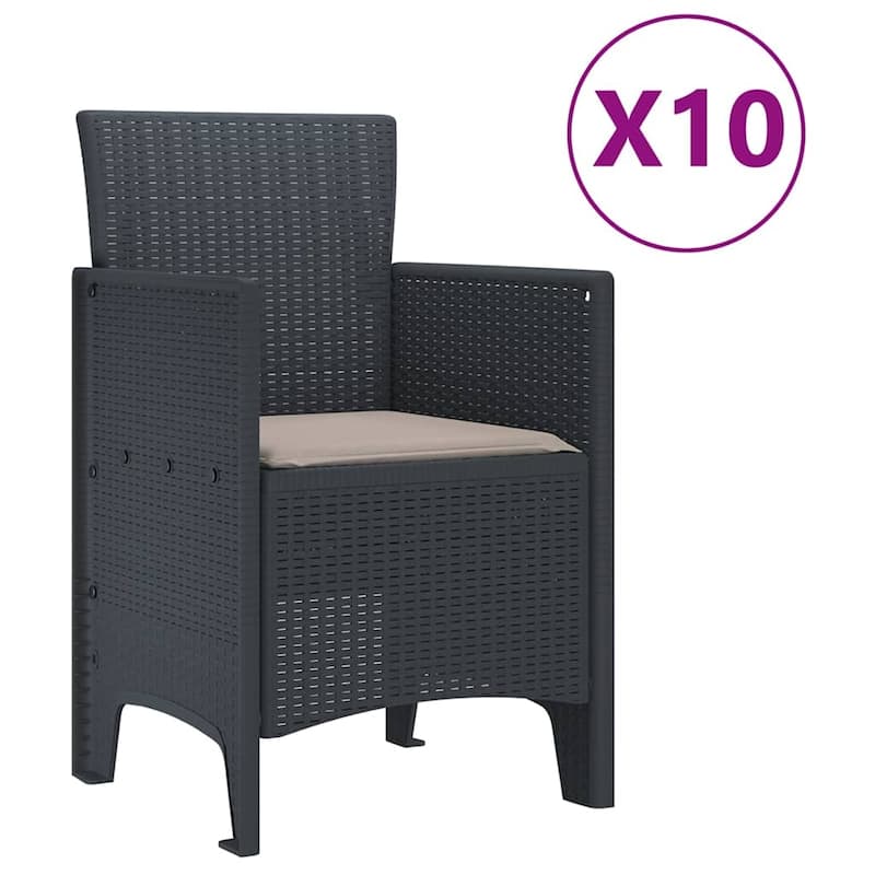 vidaXL Garden Dining Set 9/11 pcs Anthracite/Brown Polt rattan - 250 x 100 x 73 cm