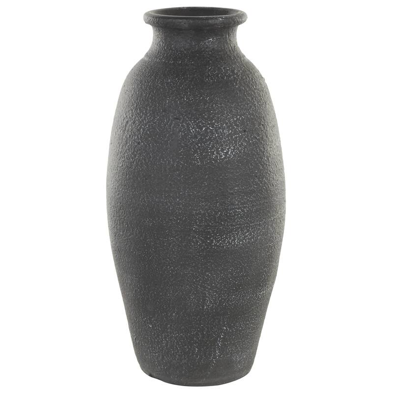 Ceramic Textured Whitewashed Decorative Vase - Black - Roche River Decor