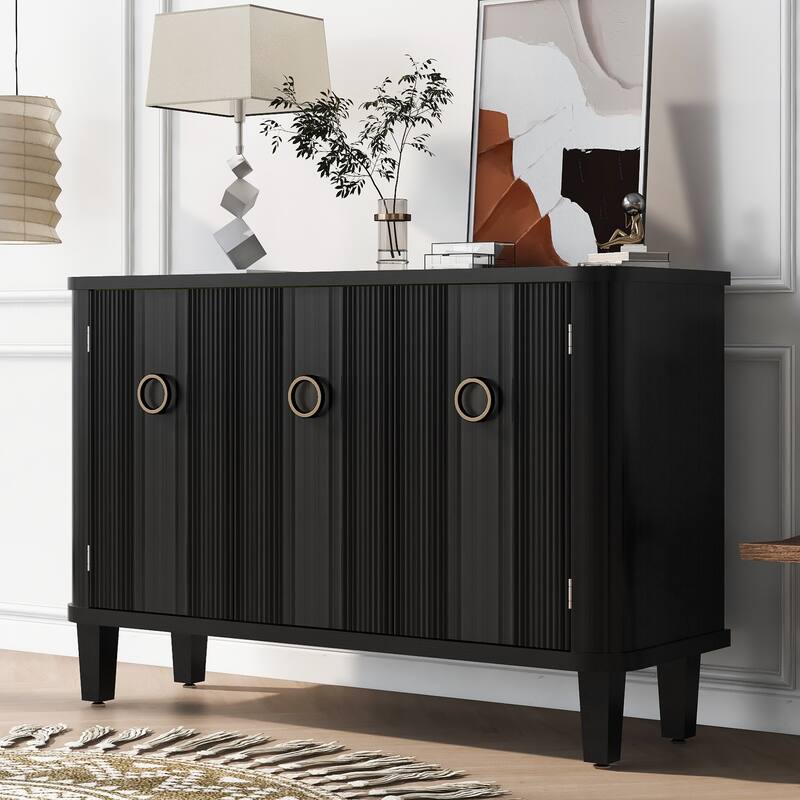 Simple Cabinet with Three Doors,Adjustable - Black