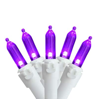 100ct Purple LED Mini Christmas Lights White Wire 33 feet - 7.75"