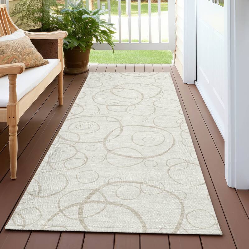 Machine Washable Indoor/ Outdoor Contemporary Nexus Chantille Rug - Ivory - 2'3" x 7'6"