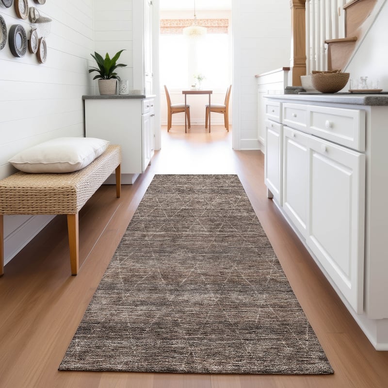 Premium Washable Super Soft Solid Trellis Mayfield Rug - Coffee - 2'3" x 7'6"