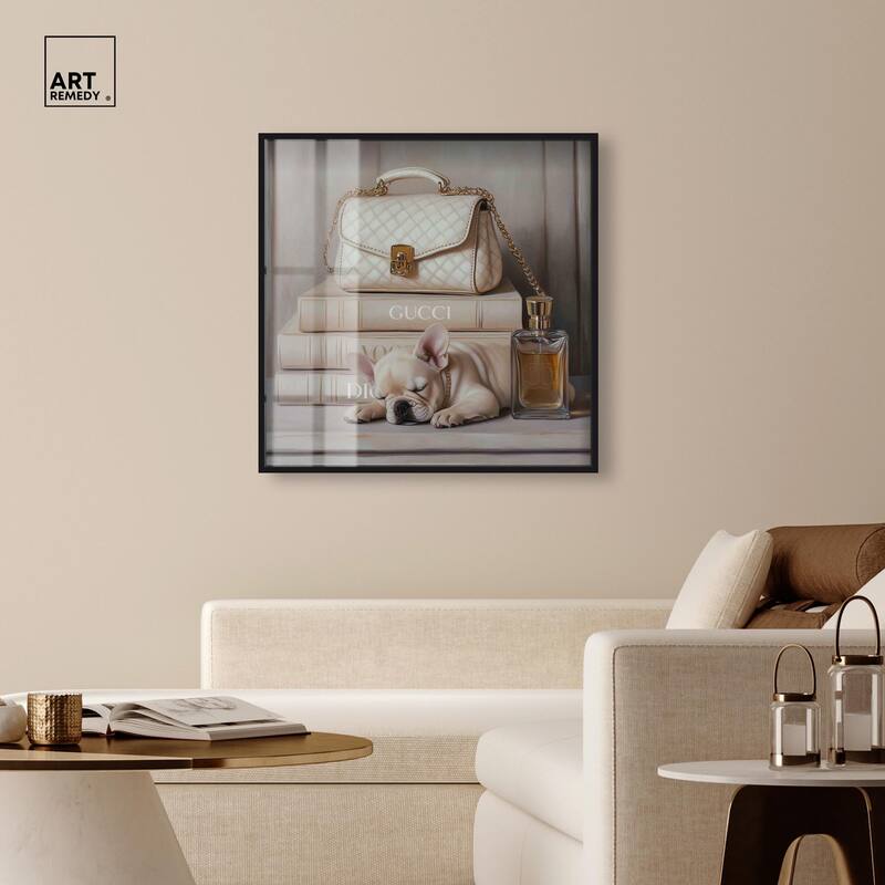Ivory Books and Frenchie Shadowbox by Art Remedy