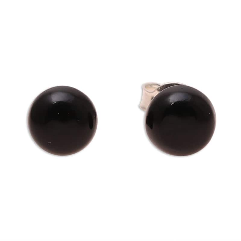 NOVICA Gemstone Orbs, Onyx stud earrings - 0.3*0.3