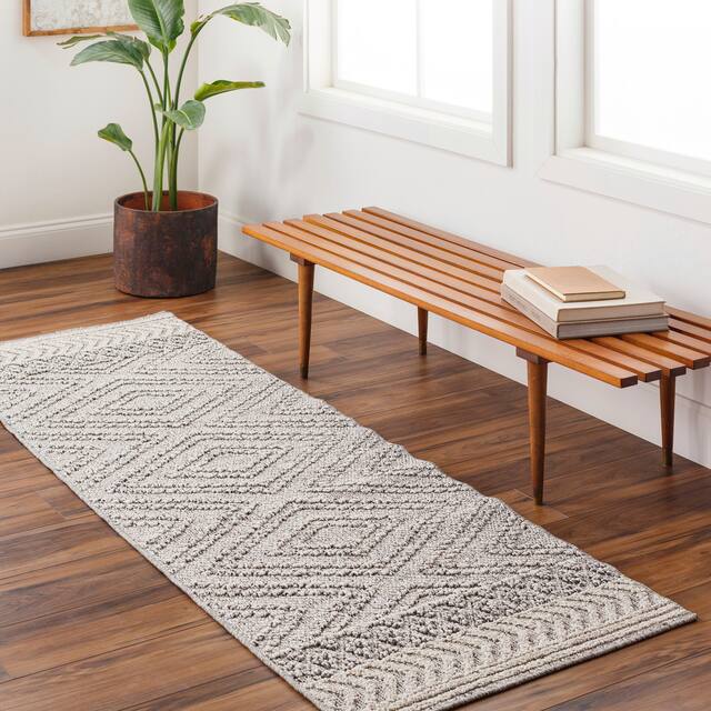 Sarasota Outdoor Safe Farmhouse Netural Area Rug - Medium Grey - 2'5" x 7'3"