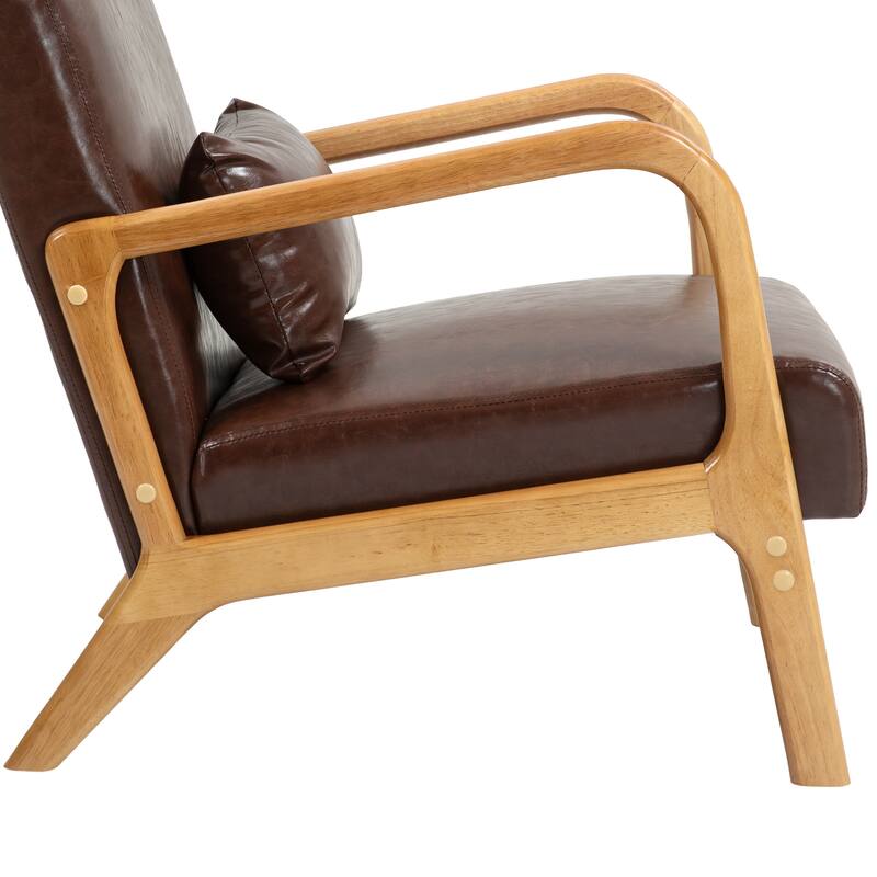 Briston 2 Set Mid Century Modern Wood Accent Chairs with pillow