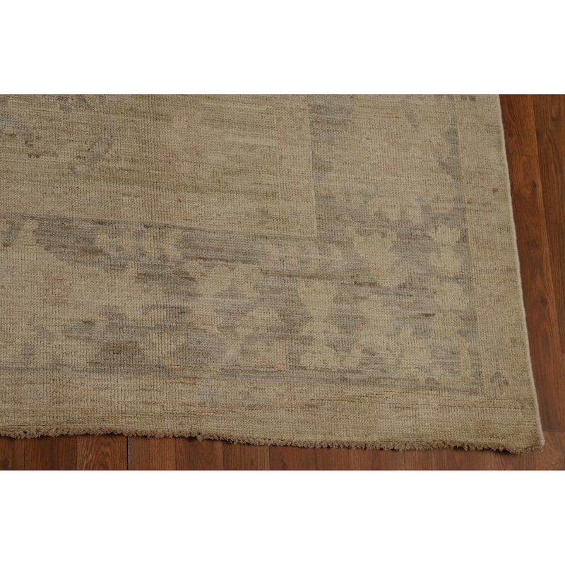 Hand Knotted Oriental 100% Wool Carpet Transitional All-Over Beige & Ivories Oushak Area Rug - 11' 11'' X 9' 5''