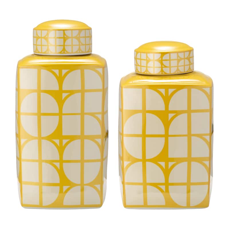 Sagebrook Home Ceramic Square Jar with Lid