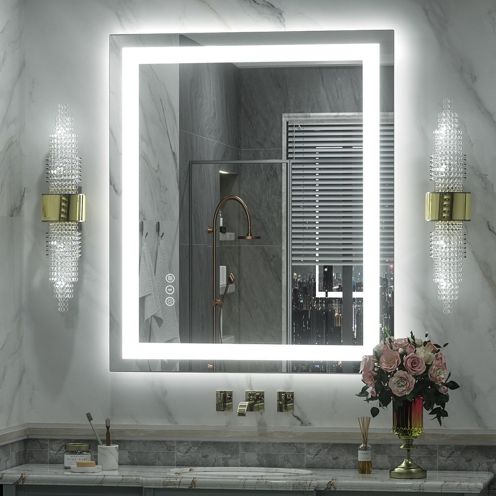 Large LED Bathroom Mirror with UL Listed, Front and Backlit, Anti-Fog