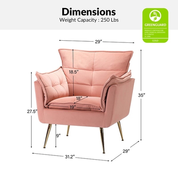 1ida Modern Velvet Tufted Accent Armchair with Gold Metal 1ida Modern Velvet Tufted Accent Armchair with Gold Metal