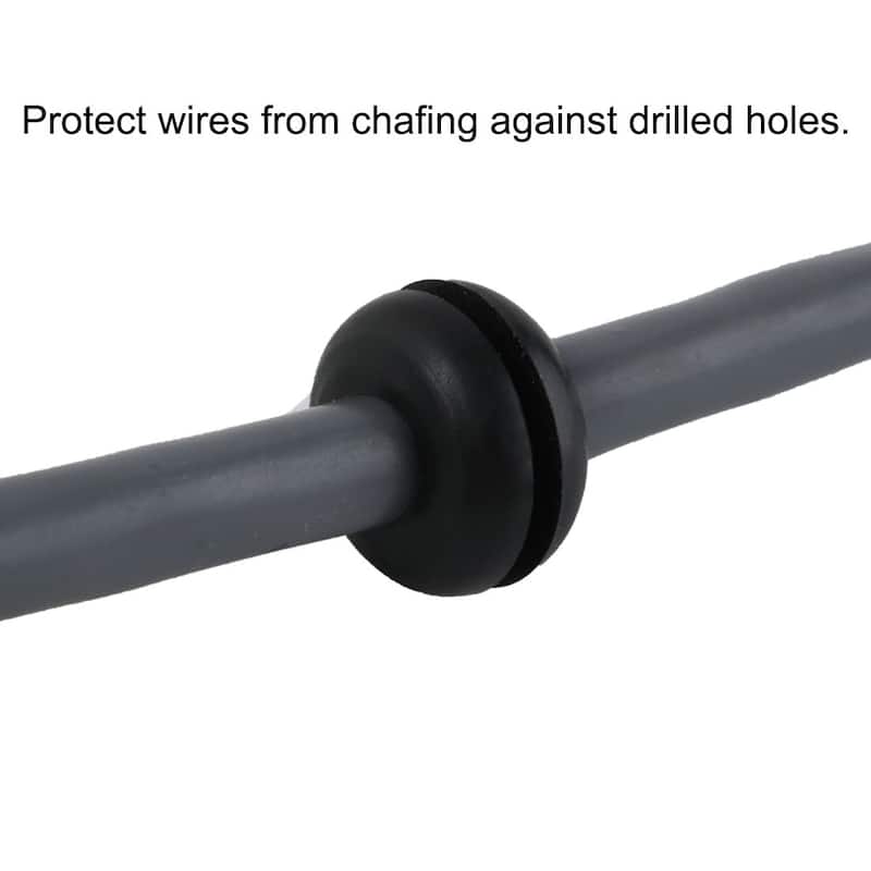10 Pcs Black Armature Wire Double Sided Rubber Grommet 5mm x 8mm - 0.47" x 0.24" (D*T)