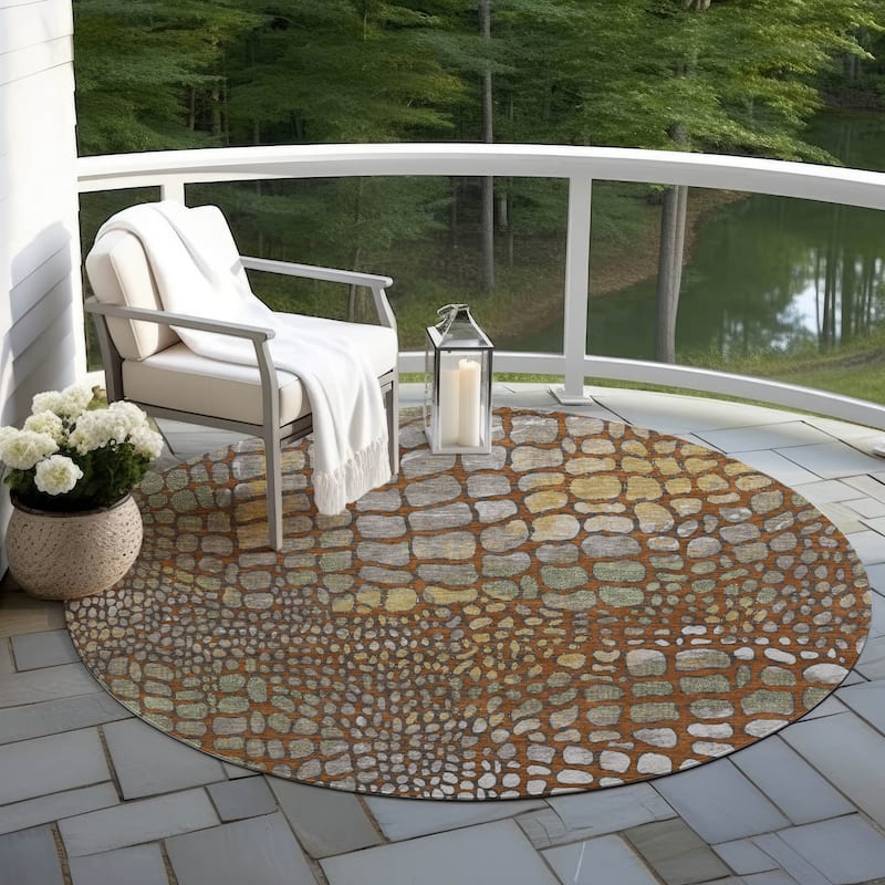 Machine Washable Indoor/ Outdoor Modern Cobble Chantille Rug