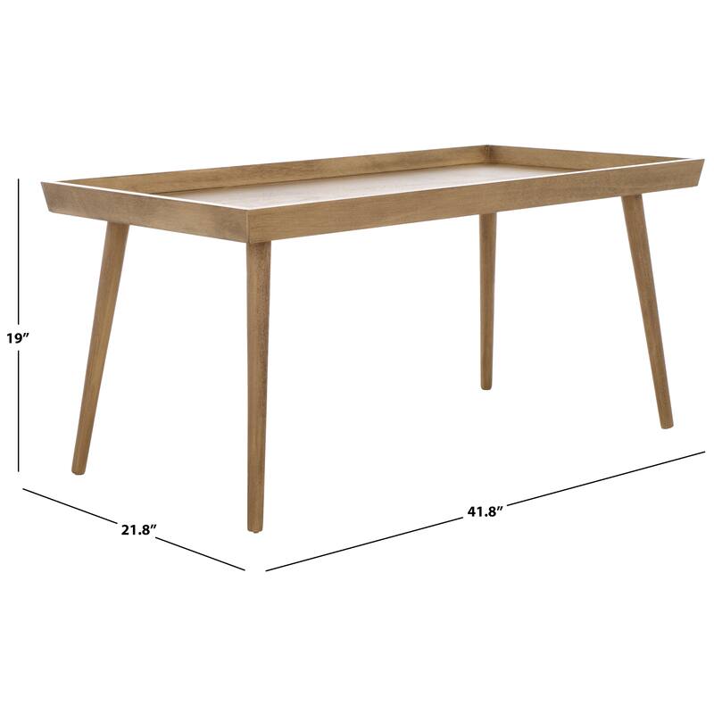 SAFAVIEH Parlee Antique White Coffee Table with Tray - 41.8" x 21.8" x 19" - 42"W x 22"D x 19"H