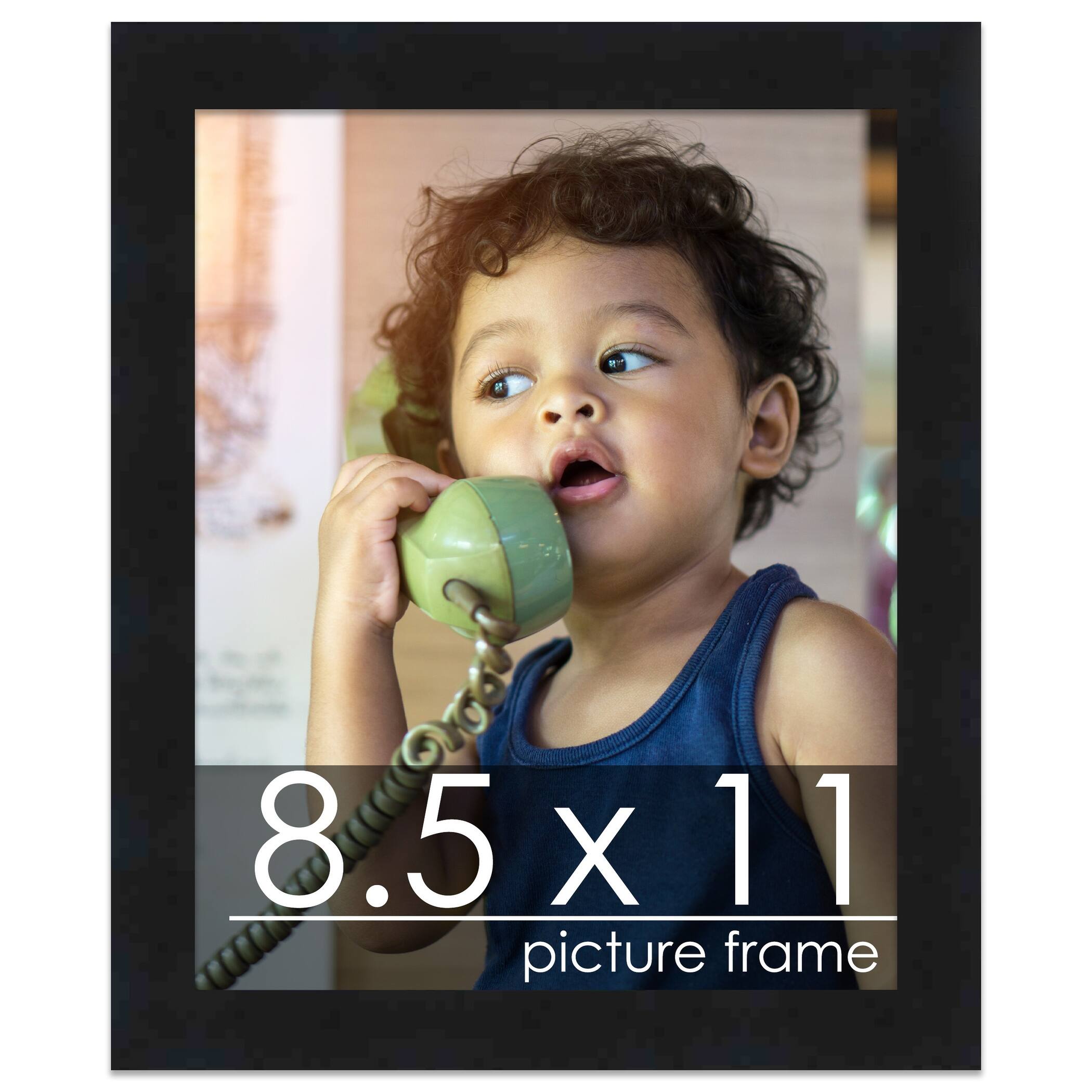 8.5x11 Contemporary Black Complete Wood Picture or Document Frame with