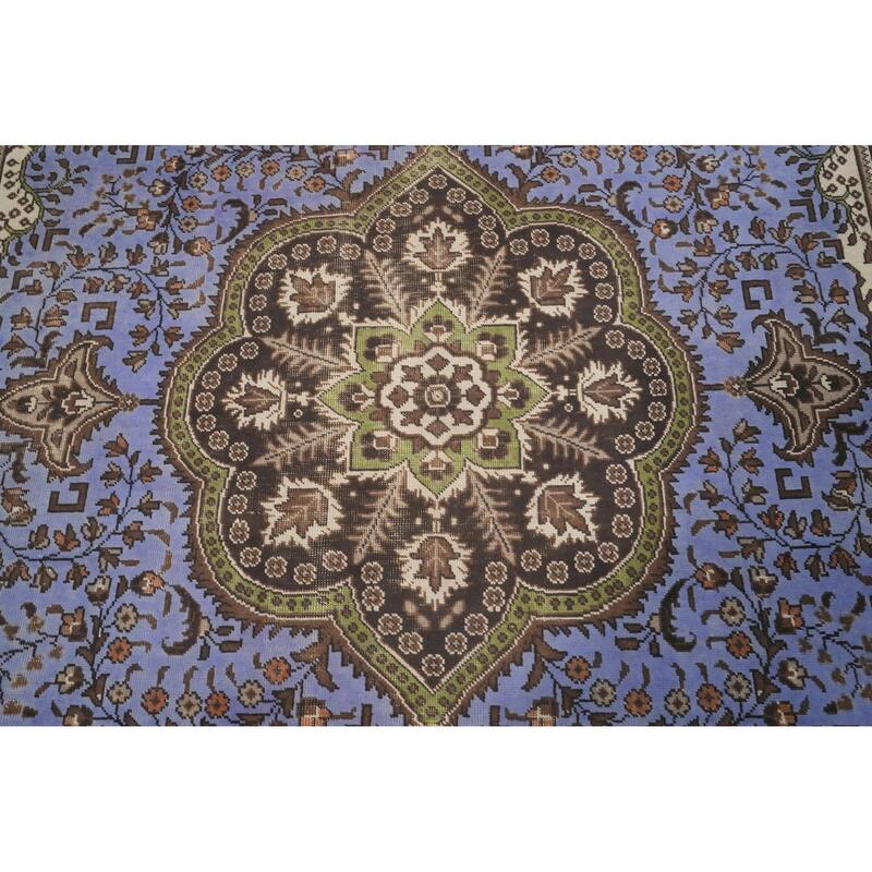 Hand Knotted Oriental 100% Wool Carpet Traditional Floral Purples Tabriz Area Rug - 11' 4'' X 8' 1''