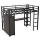 preview thumbnail 7 of 9, Metal Full Size Loft Bed with Desk, Shelves, and Wardrobe - Black
