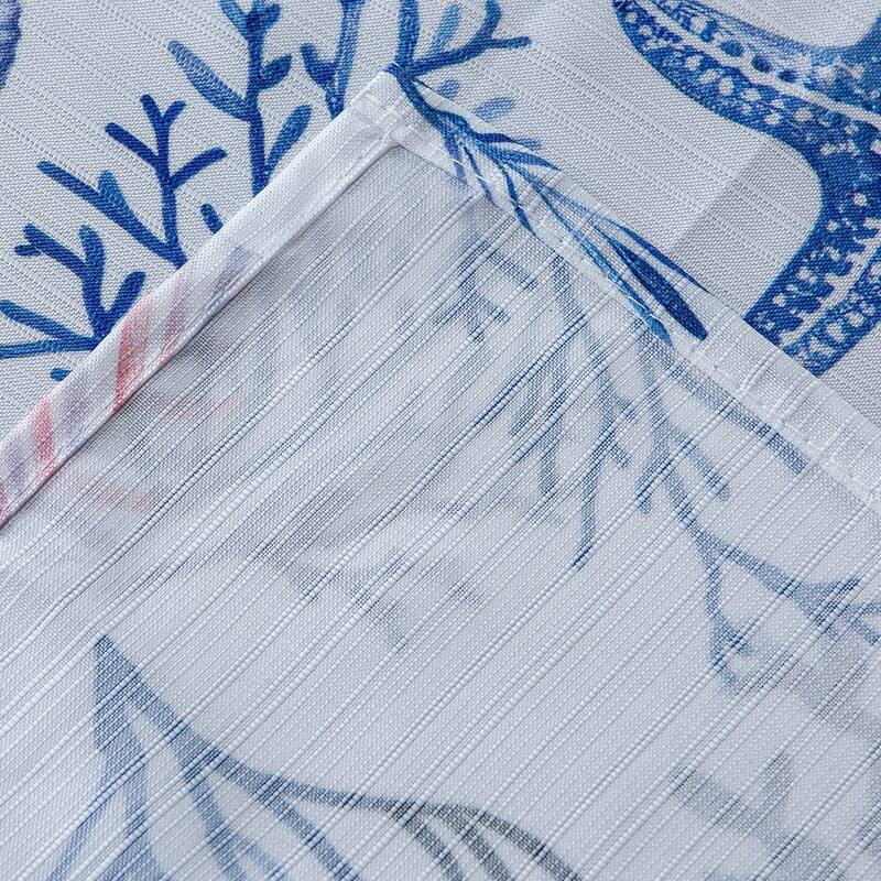 Dainty Home Seaside 3D Textured Fabric Shower Curtain with 12 Metal Rollerball Hooks, 70" x 72"