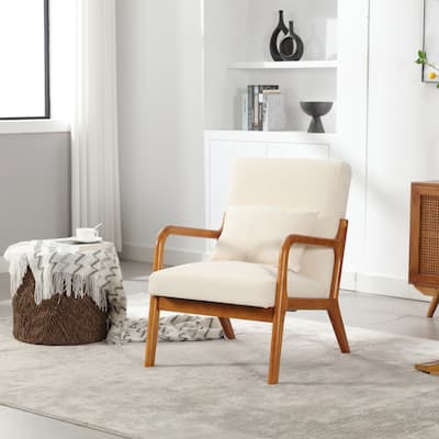 Modern Accent Solid Wood Padding Lounge Armchairs