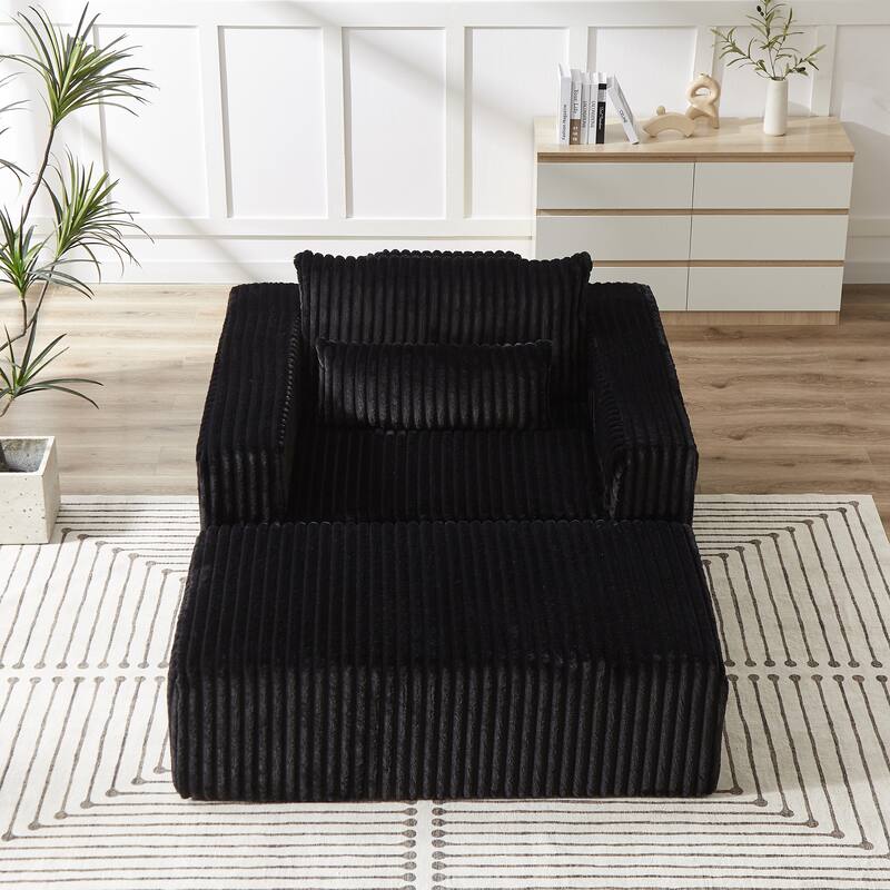 Corduroy Sponge Sofa Lounge Chair with Removable footrest