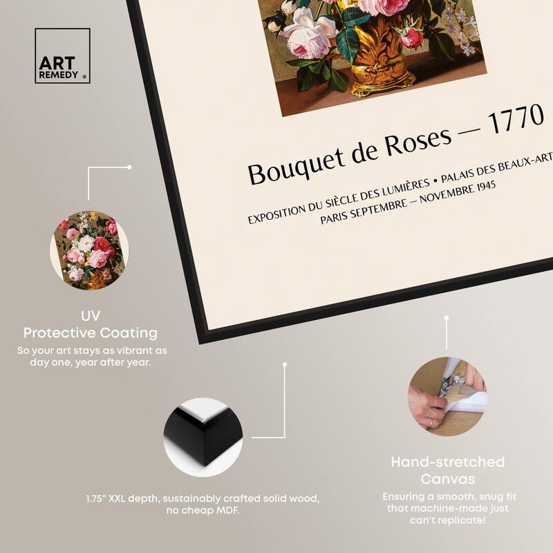 Roses in a Golden Vase Canvas by Art Remedy