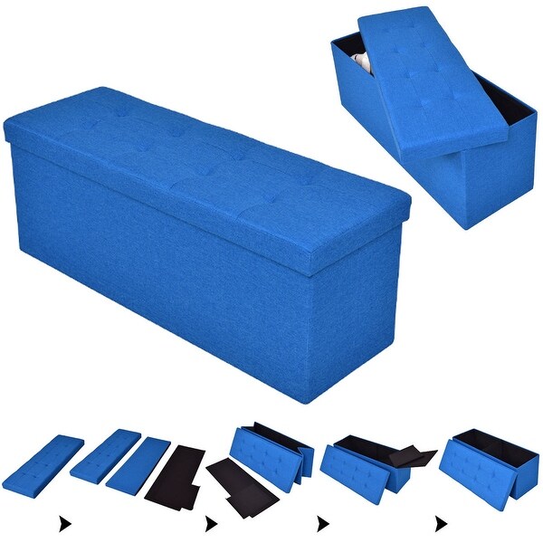 Shop Gymax Folding Ottoman Bench Storage Stool Box ...