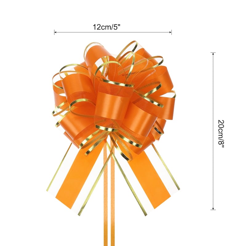10pcs 6" Large Pull Bow Organza Gift Wrapping Bows Ribbon for Wedding - Orange - 6 Inch
