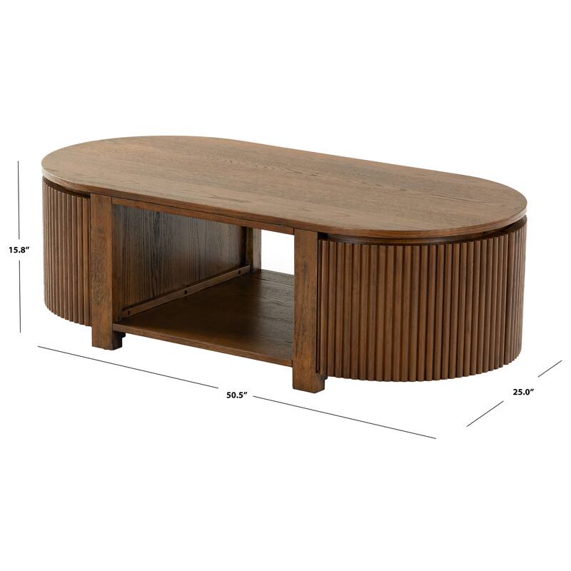 SAFAVIEH Couture Shelbie Reeded Oval Coffee Table, Fully Assembled - 51"W x 25"D x 16"H