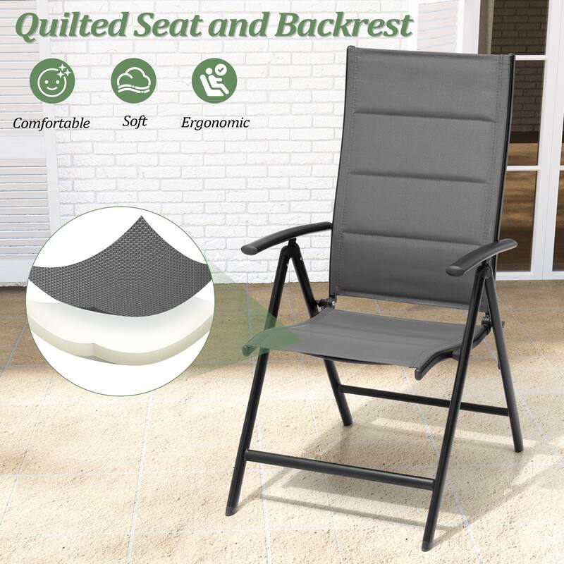 VredHom Outdoor Patio Dining Set Folding Chairs and Dining Table - Set of 9