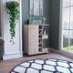 Bar Cart with 2 External Shelves, 4 Casters, 6 Wine Cubbies, and Single Door Cabinet - 23" W x14"D x 32"H - Light Grey