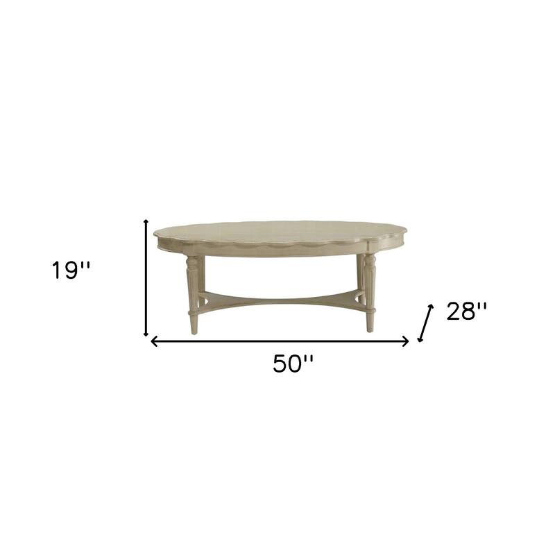 50" X 28" X 19" Antique White Coffee Table