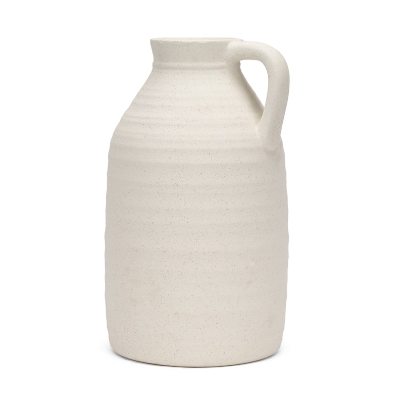 15" Off White Ceramic Jug Table Vase - 9.44