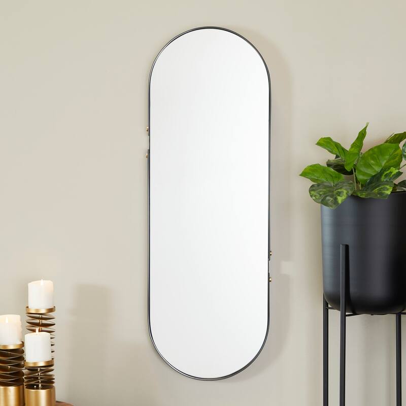 Metal Oval Wall Mirror - Black - CosmoLiving by Cosmopolitan - 2"W x 15"L x 43"H