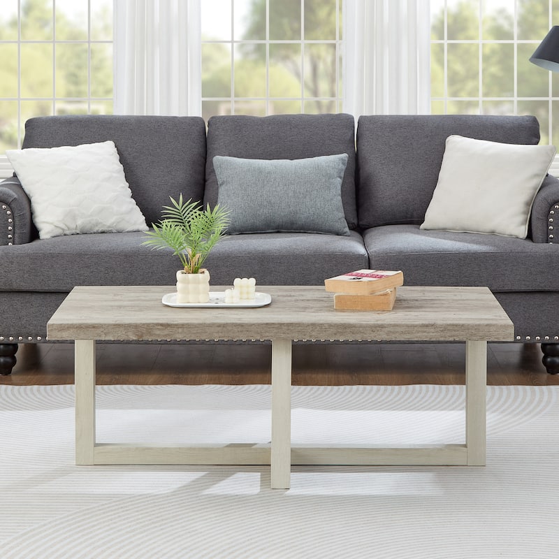 Roundhill Furniture Luno 3-Piece Coffee Table Set, Coffee Table and Two End Tables
