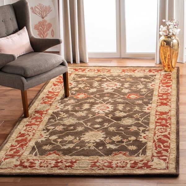 slide 2 of 11, SAFAVIEH Handmade Anatolia Letitia Traditional Oriental Hand-spun Wool Rug 3' x 5' - Olive/Rust - Rectangle