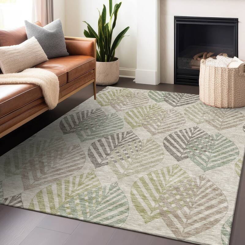 Premium Washable Super Soft Farmhouse Leaves Mayfield Rug