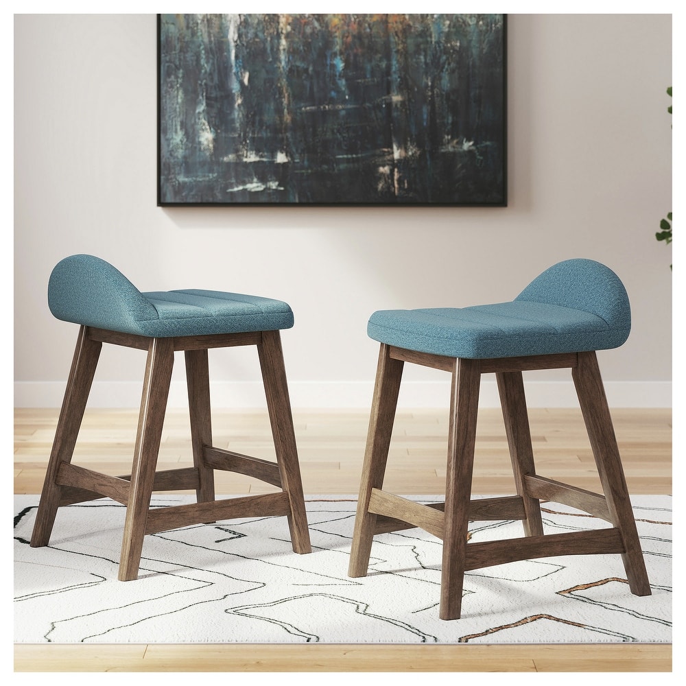 Signature Design by Ashley Lyncott Upholstered Counter Height Bar Stool (Set of 2) - 19"W x 20"D x 29"H