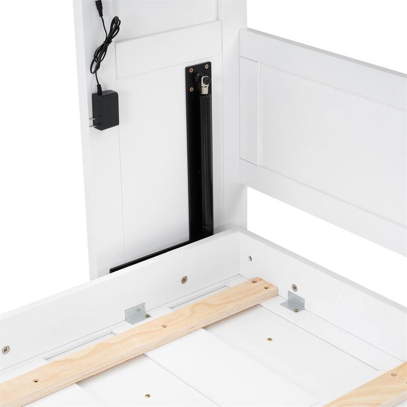 Twin Size Murphy Bed with LED Light, can be Folded into a Cabinet, Solid Wood Murphy Cabinet Bed,Space Saving Design