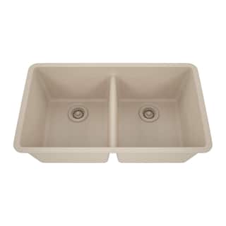 Lexicon Double Bowl 50/50 Undermount Granite Kitchen sink Galaxy Beige - 19" W x 32" L x 9.75" H