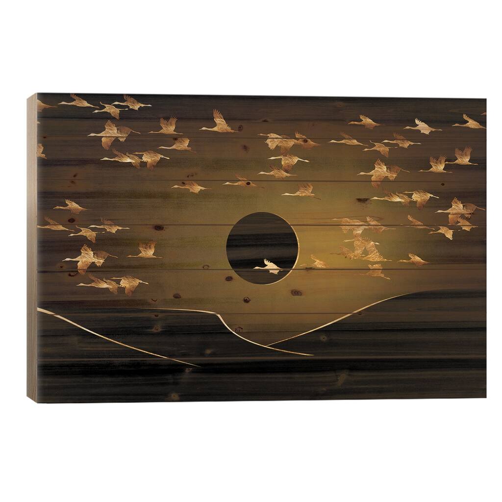 Desert Eclipse Print On Wood by Daphne Horev - Multi-Color
