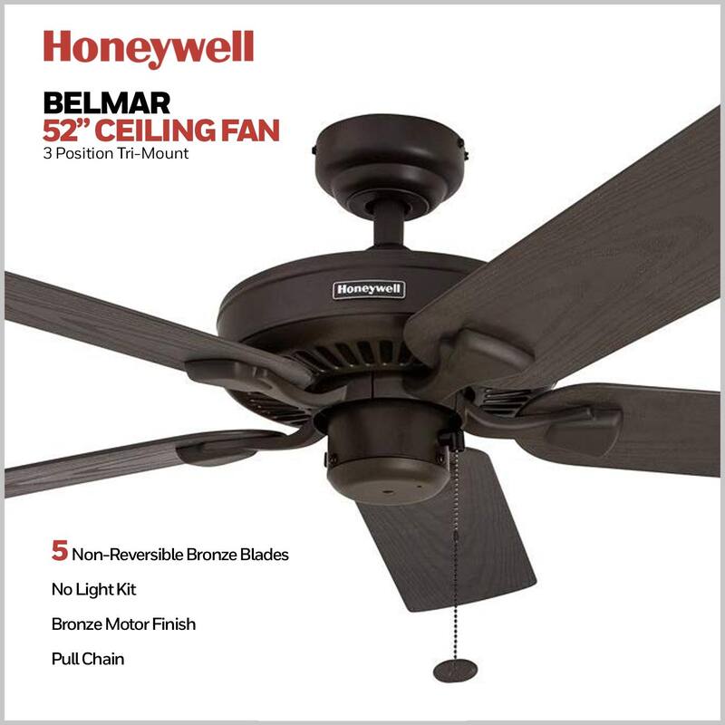 52" Honeywell Belmar Wet Rated Indoor/Outdoor Ceiling Fan, No Light