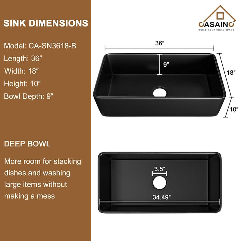 All-in-One Kit Farmhouse/Apron-Front Single Bowl Fireclay Kitchen Sink with Pull Down Sprayer Kitchen Faucet and Accessories