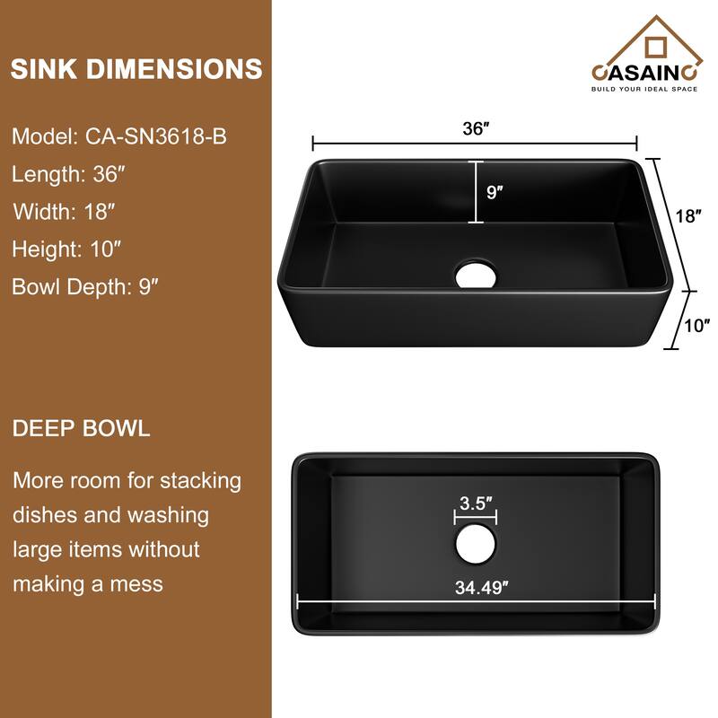 CASAINC All-in-One Kit Farmhouse/Apron-Front Single Bowl Fireclay Kitchen Sink with Kitchen Faucet, Bottom Grid and Strainer